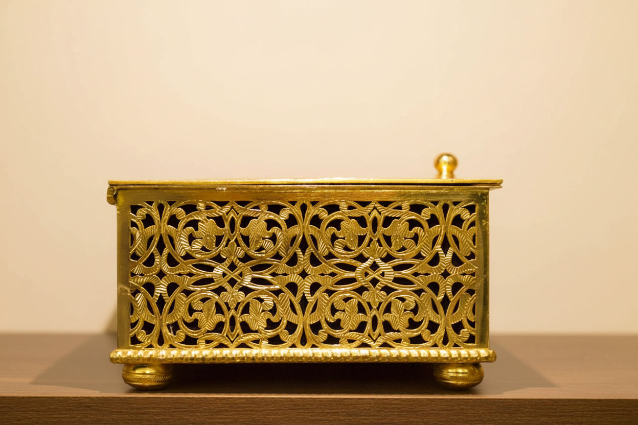 Luxury Gold Plated Moroccan Jewelry Box