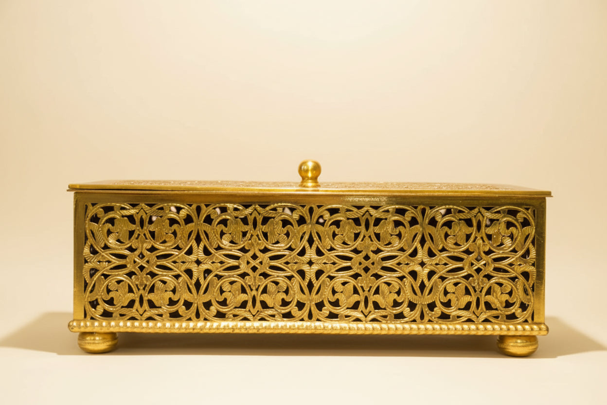 Luxury Gold Plated Moroccan Jewelry Box